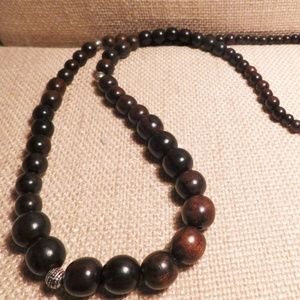 Coldwater Creek Graduated Wood Beaded Necklace
